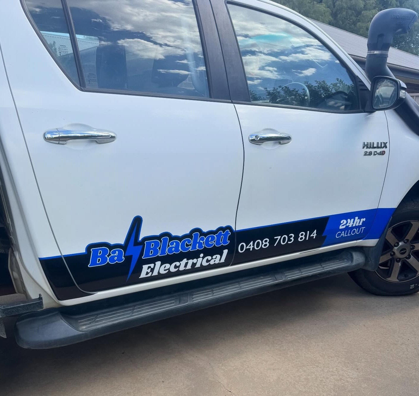 Bas Blackett Electrical branded ute used by the Wagga Wagga electrician